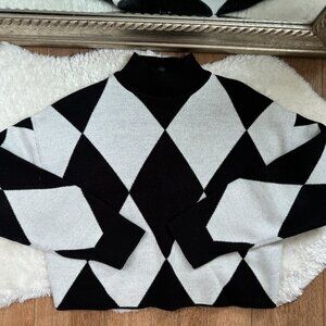 H&M Diamond Colour Block Mock Neck Sweater